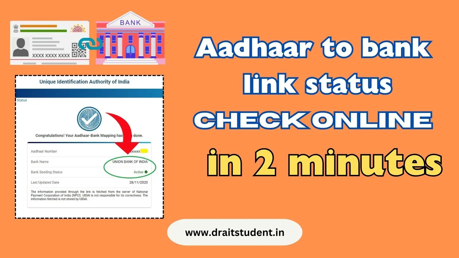 Aadhaar to bank link status
